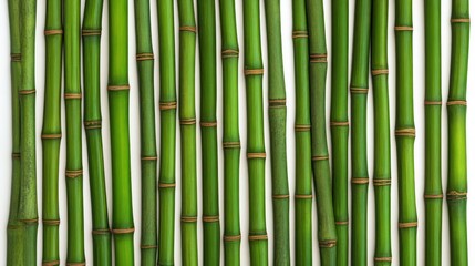 Fototapeta premium Lush bamboo stalks arranged vertically against a clean bright background