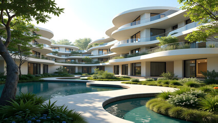 Fototapeta premium Futuristic eco-village focused on sustainability