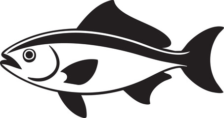 Stylish black and white illustration of a fish.