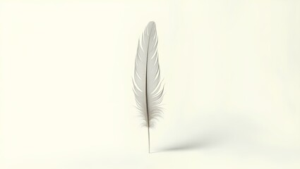 Minimalist Feather Floating on White Background