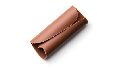 Realistic chocolate curl with smooth texture isolated on white backdrop	