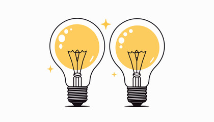 Abstract lightbulbs representing brainstorming ideas on white background, creativity