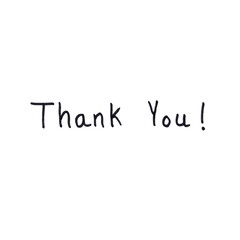 Handwritten 'Thank you!' text in black on transparent background.