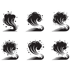 Spray icons set. Simple Vector Black silhouettes fluid spray cloud symbols. with white background