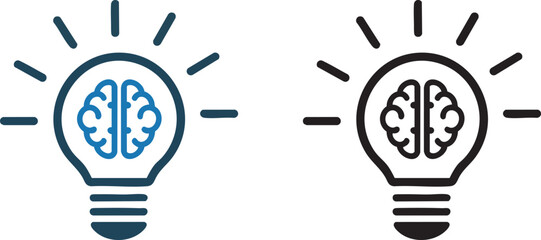 Simple Idea Icon: Lightbulb with Brain Symbol