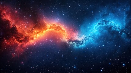 Obraz premium Cosmic Nebula: A Celestial Dance of Red and Blue