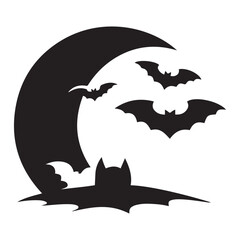 Halloween bat silhouette, minimalist vector 