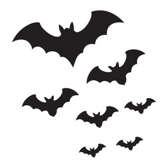 Halloween bat silhouette, minimalist vector 