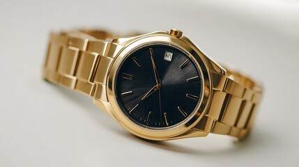 Gold watch with dark face