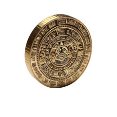 Ancient Mayan Coin with Intricate Designs and Historical Significance Isolated on Transparent Background