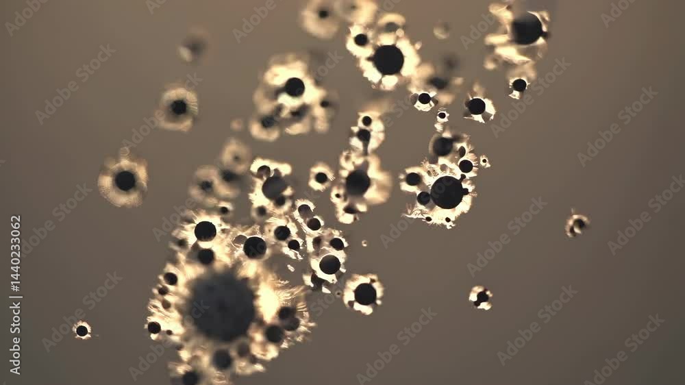Aufkleber abstract floating black and gold particles suspended in soft light, creating an elegant and mysterio