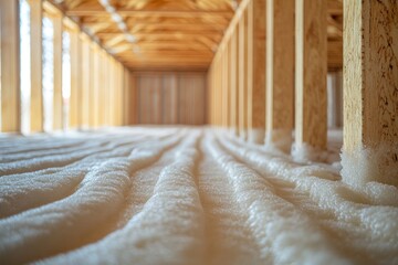 Insulating the floor of a wooden frame building with polyurethane foam for thermal insulation and energy efficiency