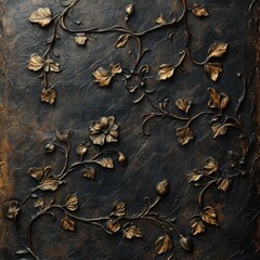 Ornamental Floral Design on Dark Textured Background with Detail