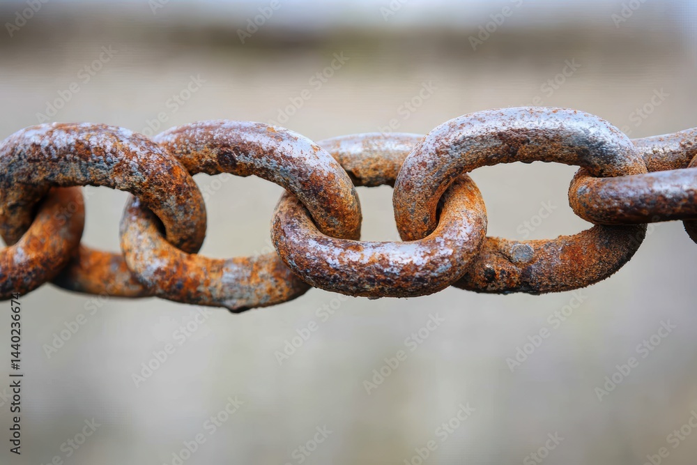 Poster weathered steel chains showcase rustic strength in a close up shot emphasizing texture and enduring 