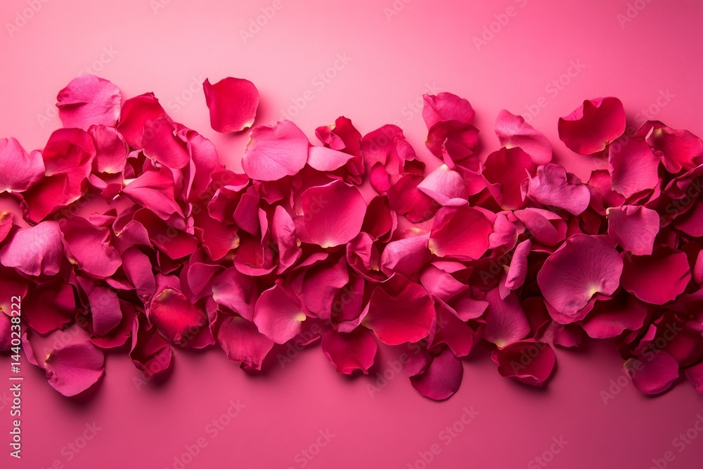 Aufkleber rose petals arranged on a pink backdrop create a romantic and visually appealing image