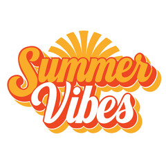 Elegant Summer Vibes Typography with Sunset and Tree for T-Shirts © QuickDesign24
