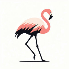 Vector flat flamingo silhouette isolated on white background