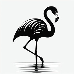 Vector flat flamingo silhouette isolated on white background