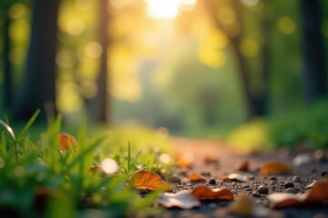 Abstract blurred nature scene, soft focus bokeh effect, wallpaper, leaves, abstract