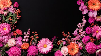  A stunning image of a bouquet of flowers against a dark backdrop featuring a space for personalization at the center