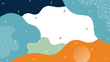 Colorful abstract Memphis background with splash, dots, and geometric elements. Perfect for poster, cover, flyer, banner, and trendy retro design.