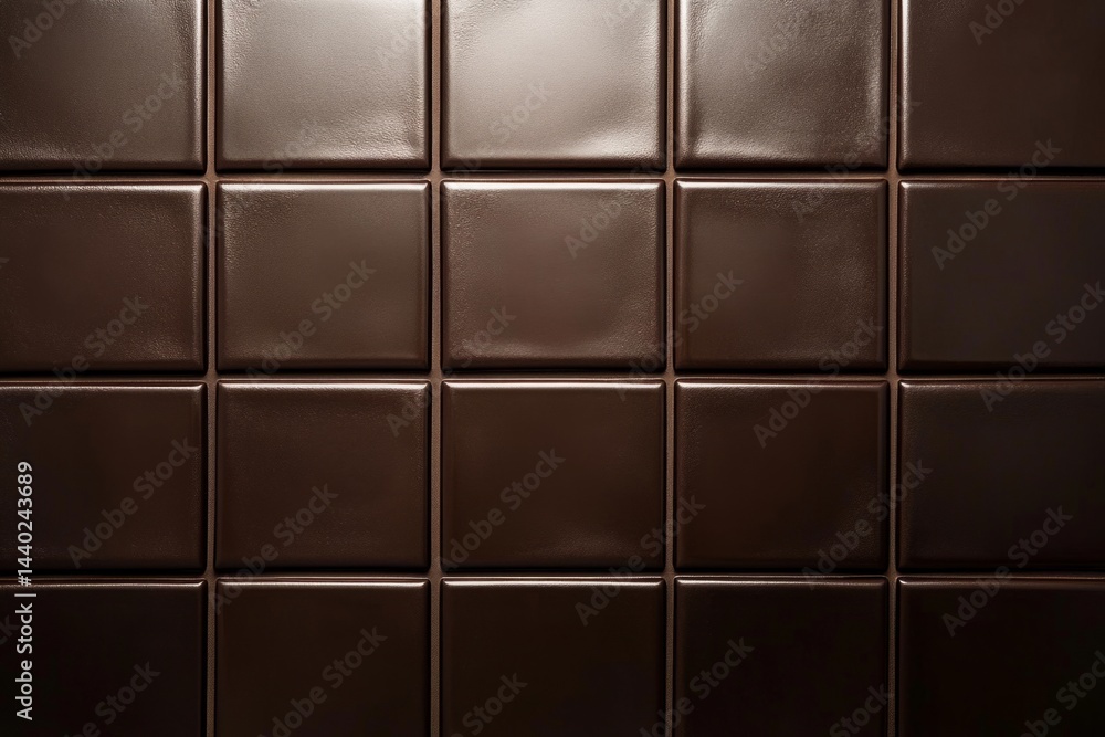 Aufkleber close-up view of rustic brown ceramic tiles forming a repeating pattern, ideal for backgrounds or de