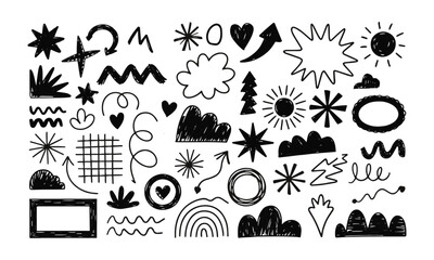 Obraz premium Vector illustration with a collection of playful hand-drawn abstract shapes, easily editable.