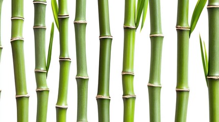 Obraz premium Fresh bamboo stalks isolated against pristine white evoke natural serenity