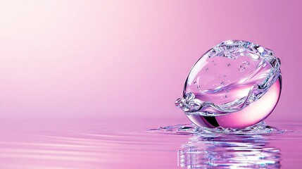  A pink object floats on water against a pink backdrop