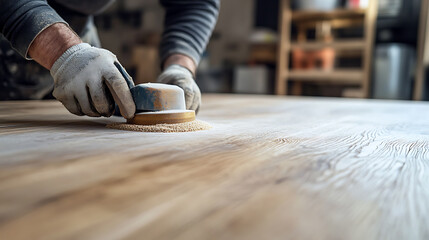 Craftsman Sanding a Wooden Surface