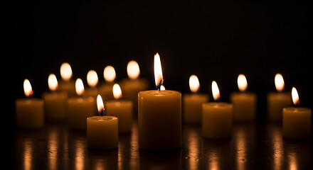 Candles Burning Warmly in the Dark Creating a Relaxing Atmosphere