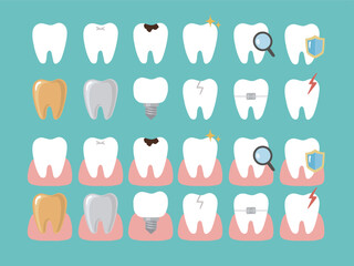 いろいろな歯のアイコン素材のセット © モツ煮子
