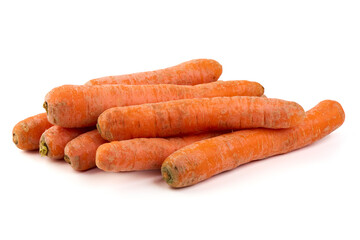 Fresh unpeeled organic carrot, isolated on white background.