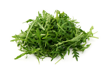 Fresh Arugula Leaves, Isolated on White Background.