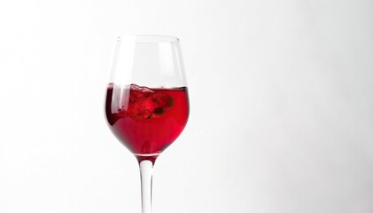 Elegant pour of ruby red wine against pure white, studio shot, beverage, macro