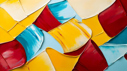Abstract art, vibrant colors, textured oil paint