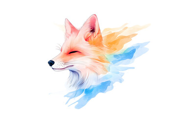 Obraz premium Abstract watercolor red fox face design isolated on white background