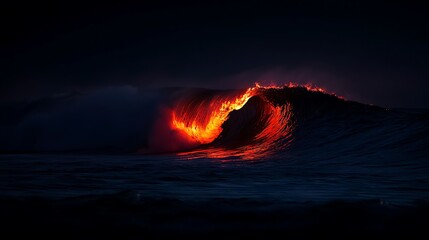 Fiery wave at night