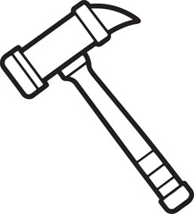 hammer line art, black outline, vector and illustration, coloring book page line art drawing