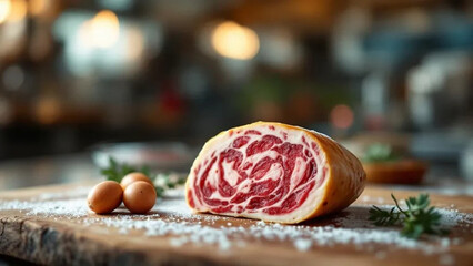 Fototapeta premium Traditional guanciale on cutting board
