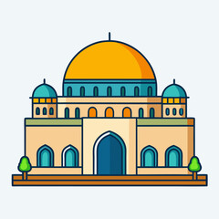 Dome of the Rock in Al-Aqsa mosque Jerusalem, Palestine. vector illustration, Eps