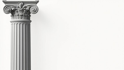 Elegant Roman column detail against stark white , texture, architecture