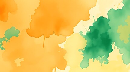 Obraz premium Abstract Orange Green Yellow Watercolor Splash Background