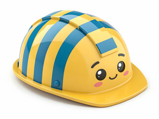 Fototapeta premium Cute cartoon hard hat with cheerful expression and vibrant colors
