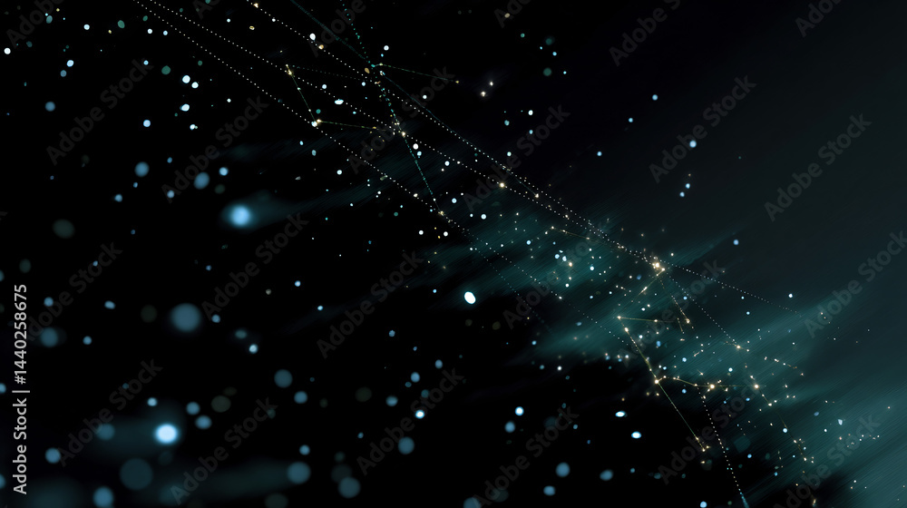 Poster constellation illustration with stars and connecting dashed lines
