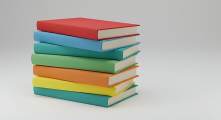 Stack of Colorful Books on Plain Background for Educational Themes
