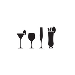 set of icons of drinks glasses