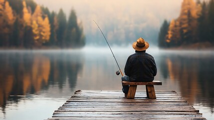 Fisherman on a wooden dock