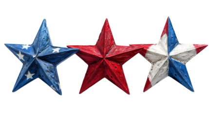 Red white and blue star decorations for July 4th celebrations and patriotic themes