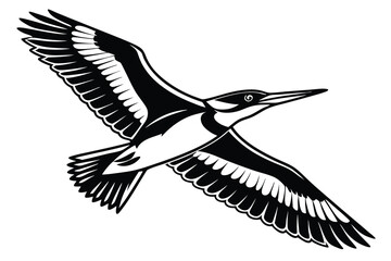 Obraz premium Striking graphic of a kingfisher bird in flight with bold black and white design